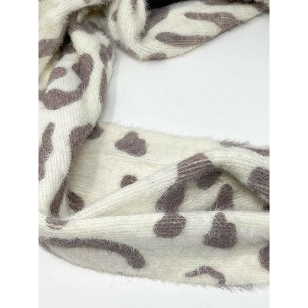 Free Press Leopard Printed Fringe Scarf‎ One Size Ivory Combo New with Tags - Picture 3 of 6